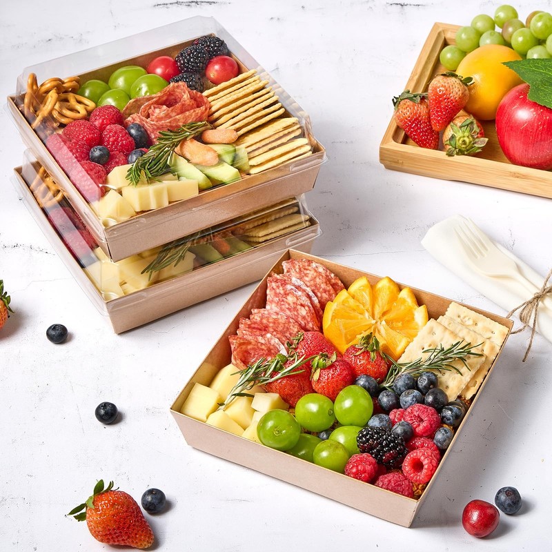 7 x 7 Inch Large Charcuterie Boxes with Clear Lids, 20 Pack Disposable Square... gallery