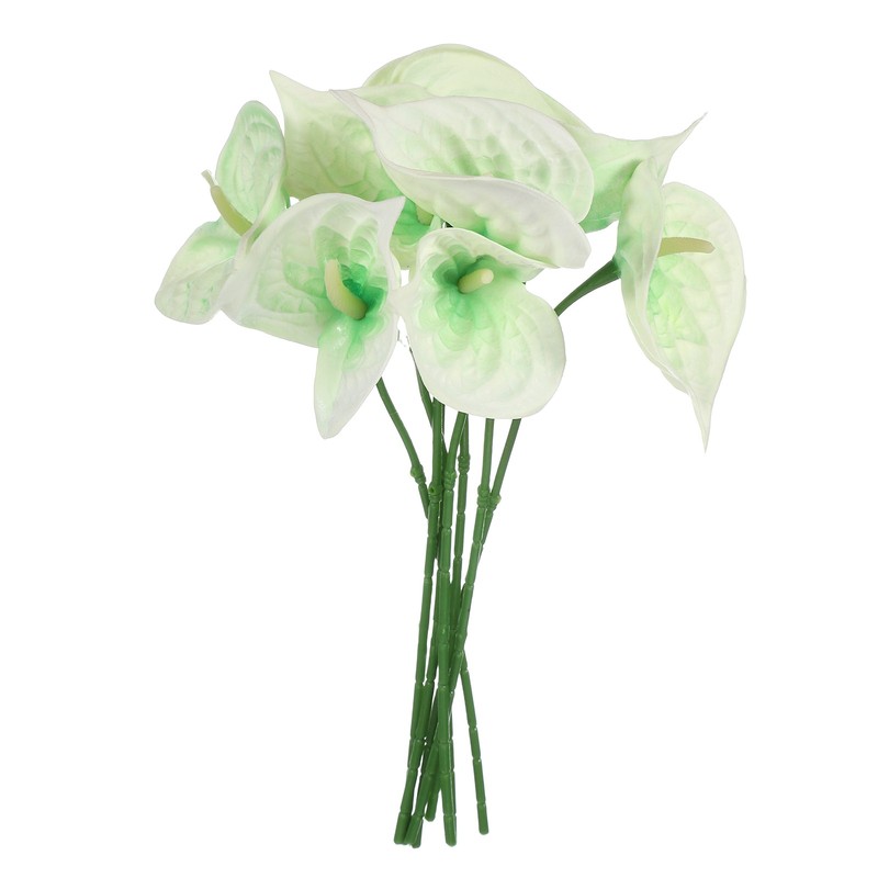 8Pcs 11inch Artificial Anthurium Flowers, Light Green