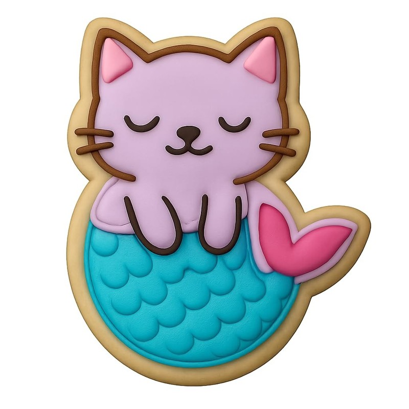 Mermaid Kitten Cookie Cutter – 2.8×4″ Fun Baking Party Design