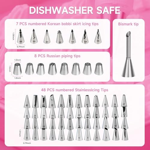 Cake Decorating Kit,137pcs Cake Decorating Supplies with Cake Turntable Pink gallery