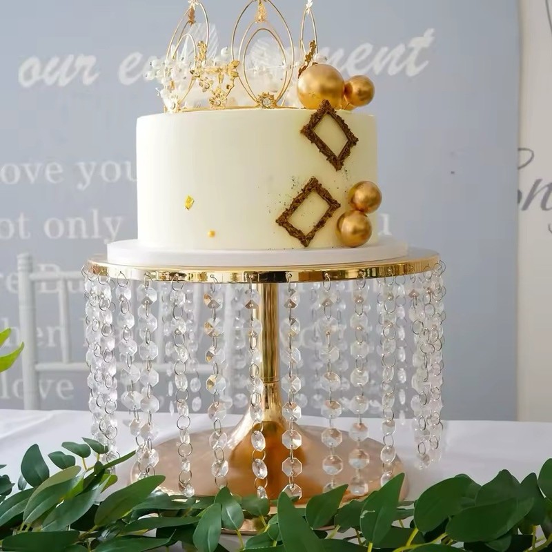 Crystal and Gold Wedding Cake Stand K9 Crystal / Bridal Shower/ Dessert Platter gallery