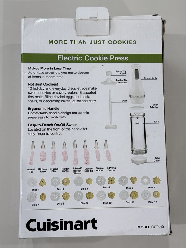Cuisinart Electric Cookie Press with Sealed Discs & Tips Model CCP-10 gallery