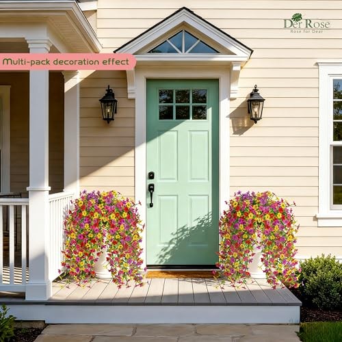 UV Resistant Artificial Hanging Flowers for Outdoors, 2Pcs Silk Fake Dasiy gallery