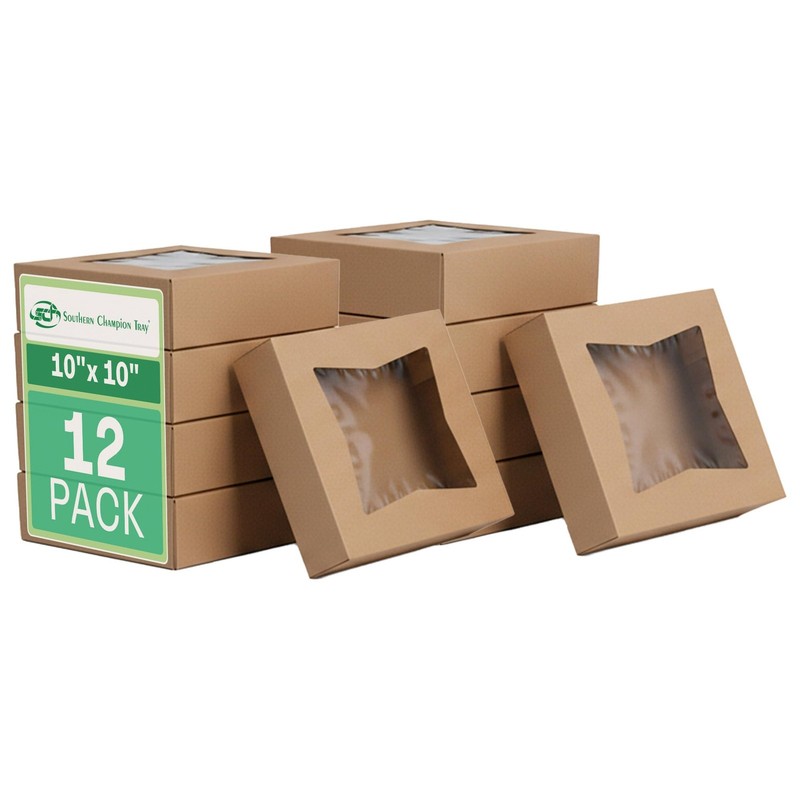 SCT Kraft Window Bakery Pack (12 Pack) 10x10x2.5, Auto Pop-Up Containers for …