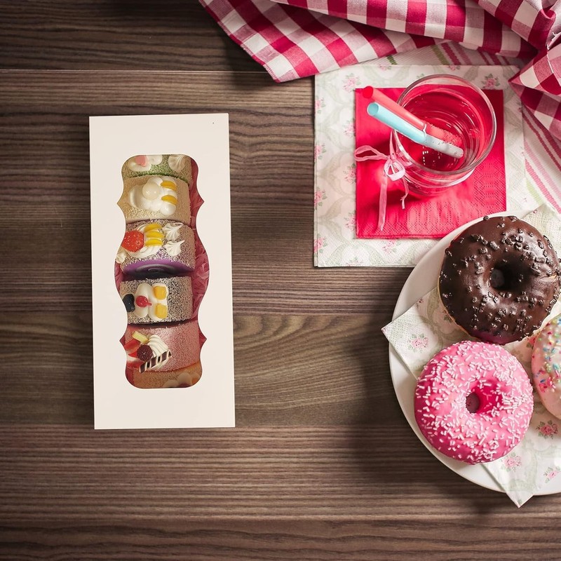 30pcs 9x4x3.5 Inch Cookie Boxes White Bakery Boxes with Window, Loaf Cake Box... gallery