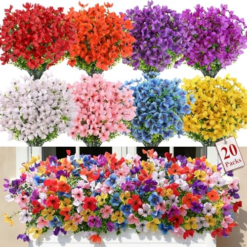 Bundles Artificial Flowers Outdoors Decoration, Fake Silk mums 20 Mix 8 Colors gallery