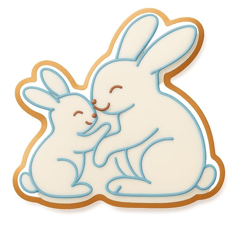 Playful Mom and Bunnies Cookie Cutter & Stamp – 3.5×4 Fun Kitchen Baking
