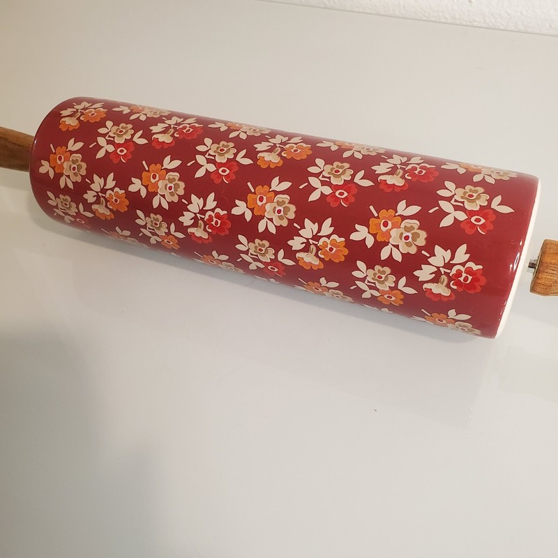 The Pioneer Woman Ceramic Rolling Pin Fall Flowers Autumn Harvest Retired gallery
