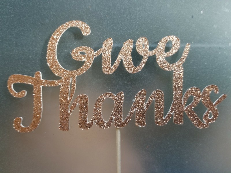 Thanksgiving Turkey Give Thanks Glitter Cupcake Cake toppers centerpiece gallery