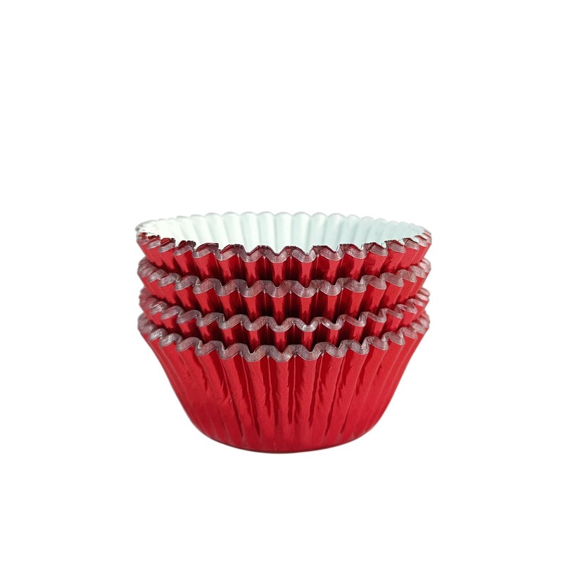 Bright Red Cupcake Liners Standard Size Paper Foil Muffin Baking Cups
