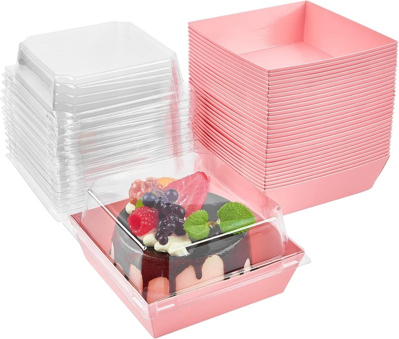 50 Pack Small Charcuterie Boxes with Clear Lids, 4 Inches Paper Bakery Boxes ... gallery