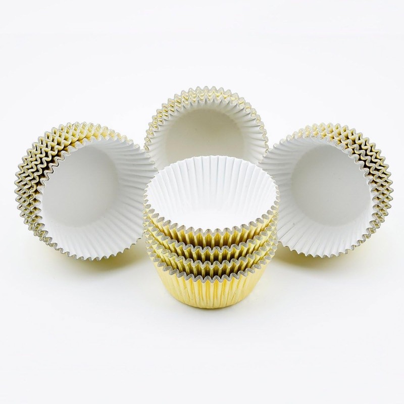 Mini Foil Baking Cups Gold 300-Count Bright Foil Paper Gold Cupcake Liners Mini gallery