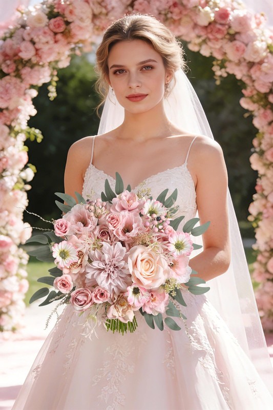 Koroni Flowers Artificial Flowers Combo Set Pink Flowers Silk Fake Roses Stems gallery