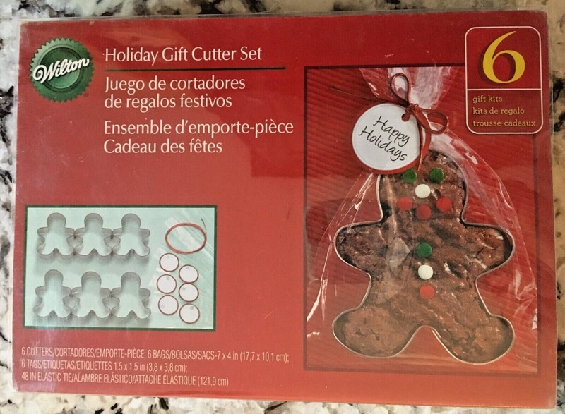 Wilton 6 -Piece Holiday Gift Cookie Cutters Set Gingerbread Boy Man NEW IN BOX