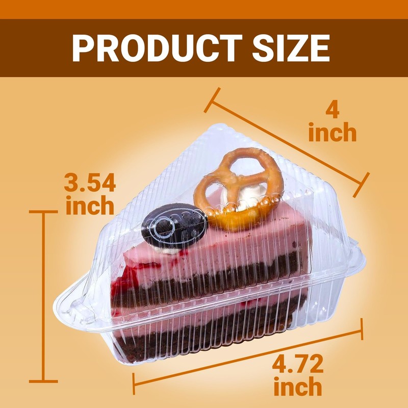50 Pcs Cake Slice Containers with Lid, Single Clear Plastic Individual Carrie... gallery