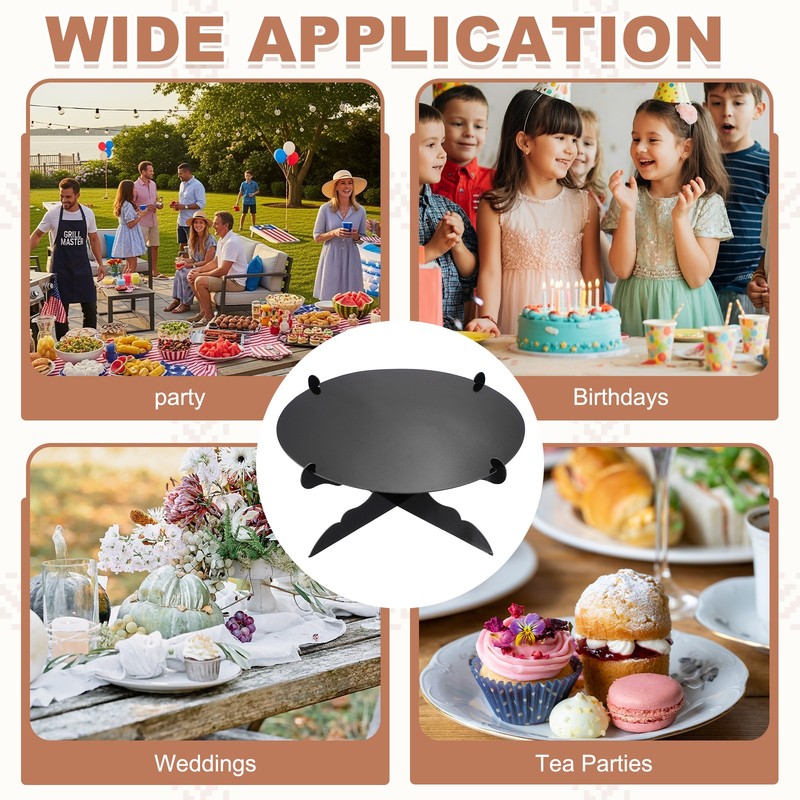 1-Tier Cardboard Cake Stand Holder, 12 Inch Round Cupcake Stand, Black gallery