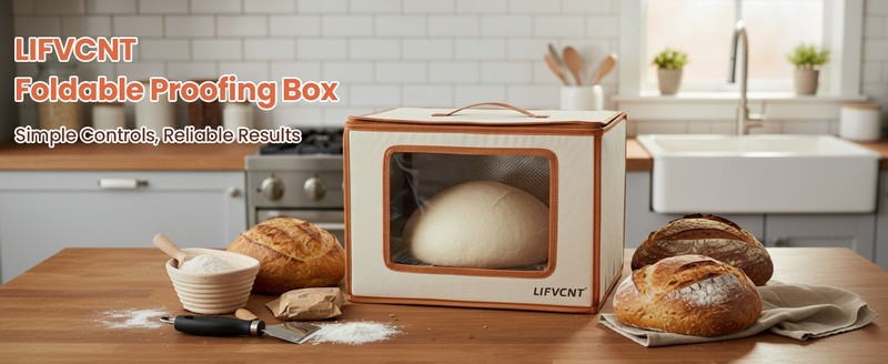 Folding Proofing Box with Metal Ra & Water Tray, Bread Proofer with gallery