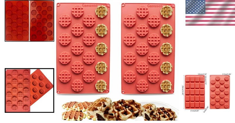 Quality 2PCS Silicone Waffle Molds, Non-Stick & Heat Resistant for All Desserts gallery