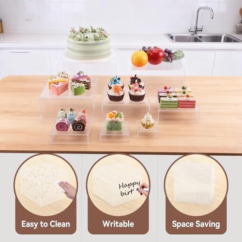 8 PCS Clear Buffet Risers Set - Large Acrylic Food Stands for Party & Dessert Di gallery