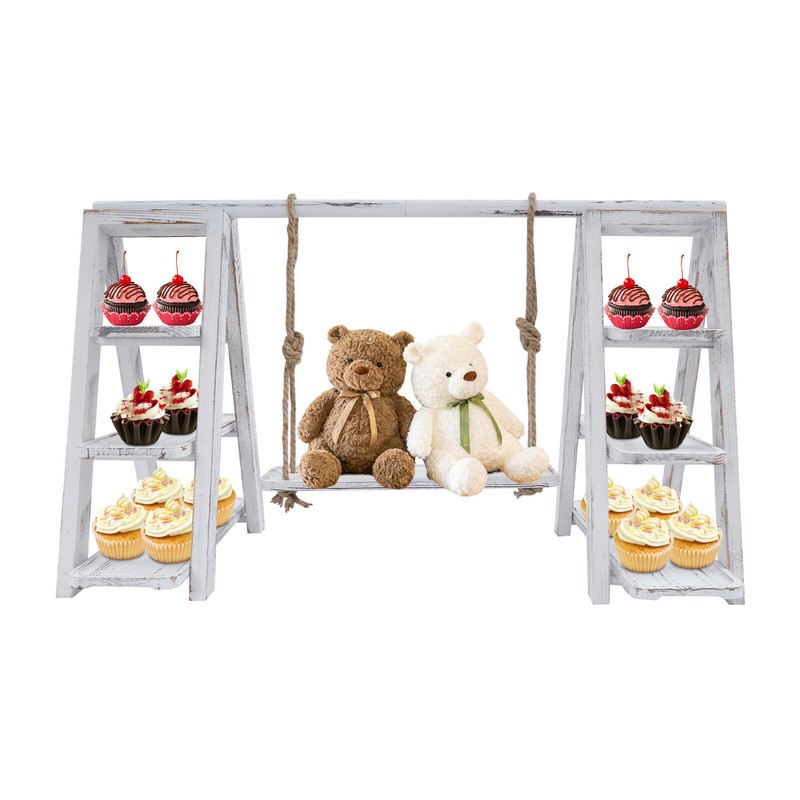 Dessert Serving Tray Cake Ladder Stand Countertop Tiered Tray 3-Tiers White SALE gallery
