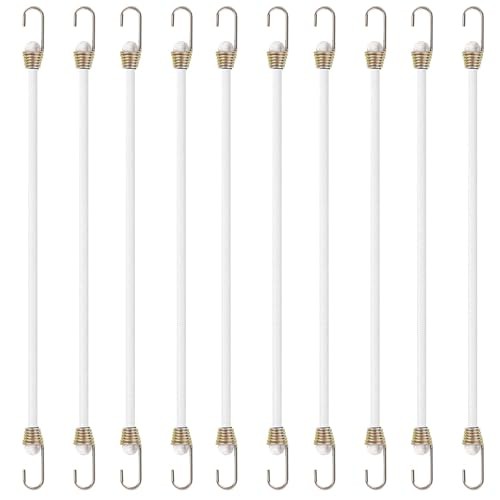 10 Inch White Bungee Cords 10 Pcs Elastic Rope Rubber Strap 10pcs-10"-White