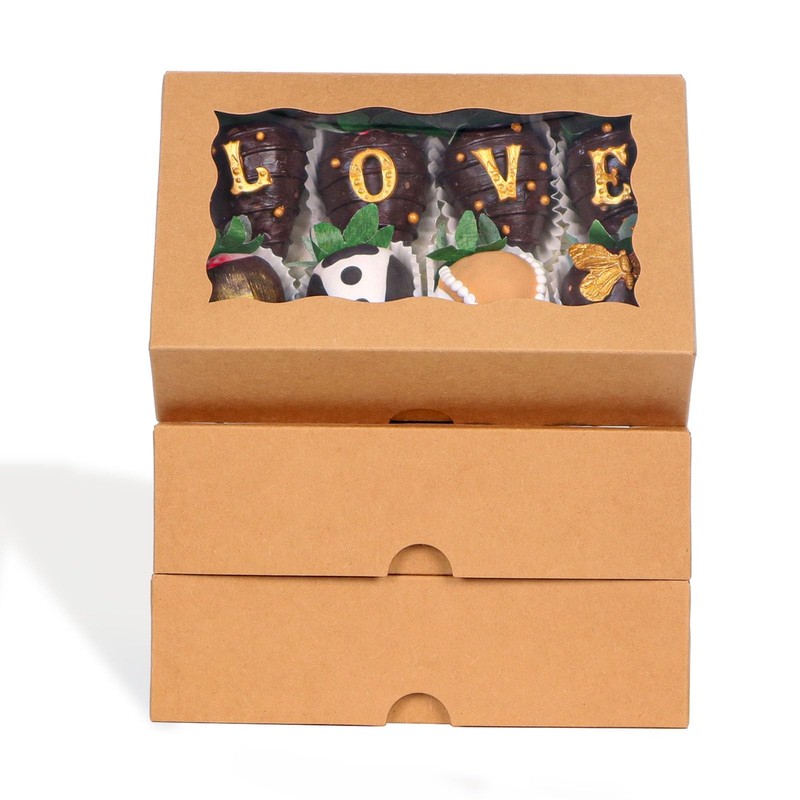 25pcs 7×4.3×2 Inches White Chocolate Covered Strawberries Boxes Cookies