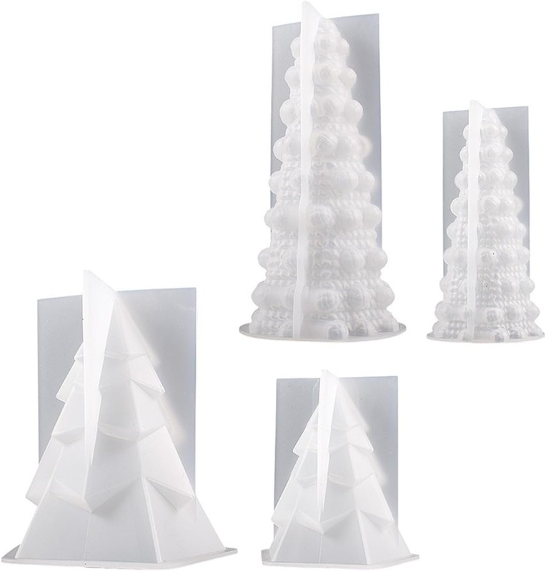 4Pcs 3D Christmas Tree Silicone Molds for Candle Soap Resin Fondant Crafts gallery