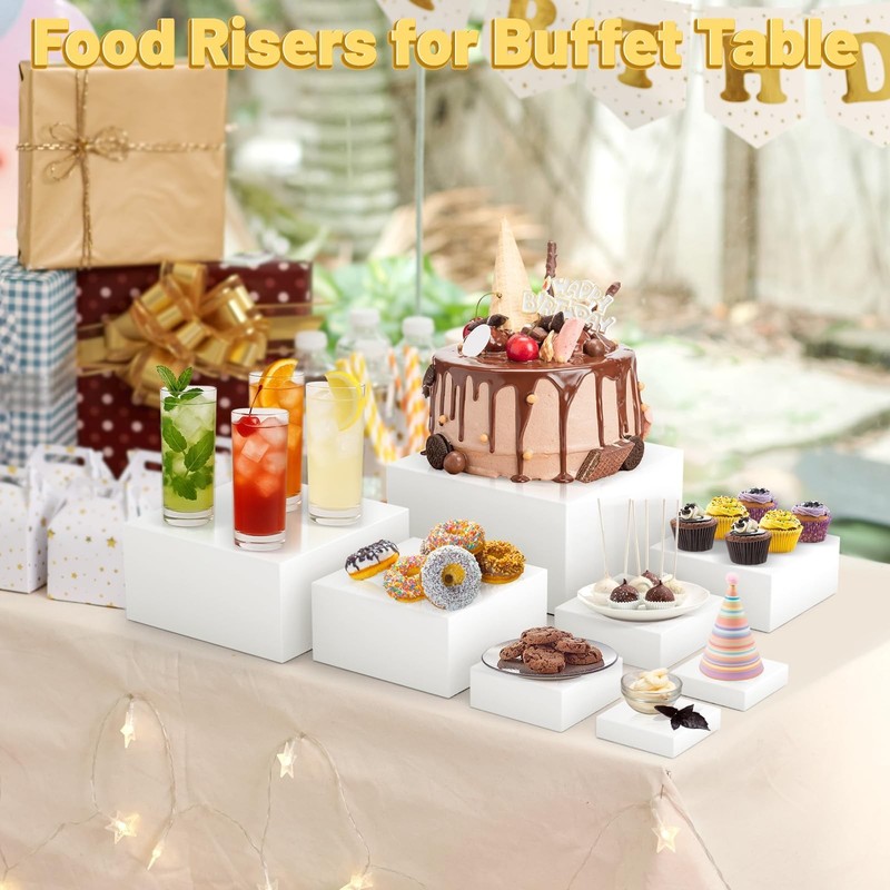 8 Pcs Acrylic Buffet Food Risers - Large Dessert Cupcake Stands for Catering & P gallery