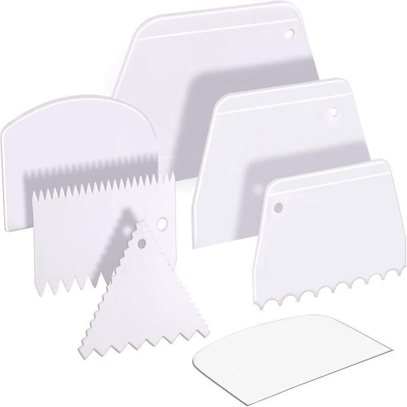 Teenitor Cake Scraper Cake Smoother, 7 Pcs Dough Scraper Bowl Scraper Cake Cutte
