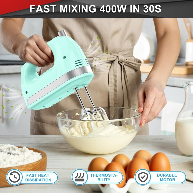 Hand Mixer 400W 5-Speed Electric with 5 Stainless Steel Attachments - Ideal gallery
