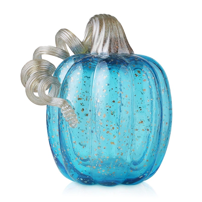Glitzhome Hand Blown Glass Pumpkin Table Top Home Dcor 6 Blue Jk92051
