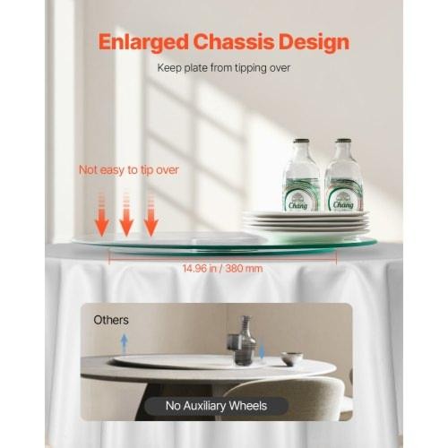 20 in Glass Lazy Susan Turntable 360° Rotation Round Clear Tabletop gallery