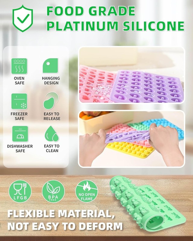 Silicone Gummy Molds Set of 5, Non-stick Candy Chocolate Molds with 2 Dropper... gallery
