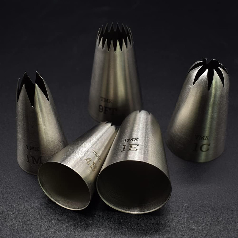 5 Pack Stainless Steel Seamless Piping Icing Tips #9FT 1C 1E 1M 4B, Large Star gallery