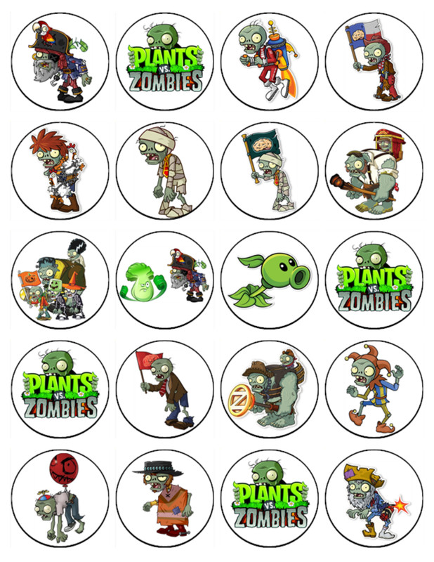 Plants v Zombies Edible Wafer Cake & Cupcake Toppers Gaming Birthday Decorations gallery