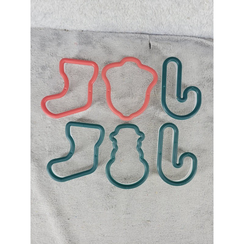 Christmas Cookie Cutters Set Stocking Snowman Candy Cane Red Green Lot