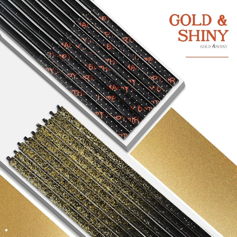 12 Pieces Black Gold Metallic Birthday Candles Long Thin Cake Candles for Cake gallery