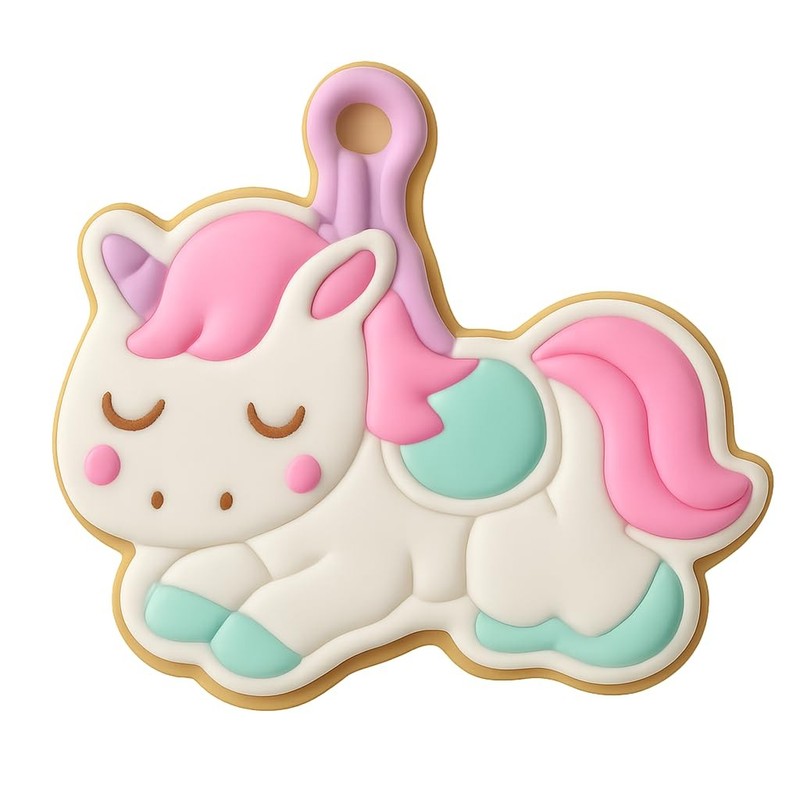 Sleeping Kawaii Carousel Horse Cookie Cutter & Stamp, Fondant & Clay - 4x3.2 gallery
