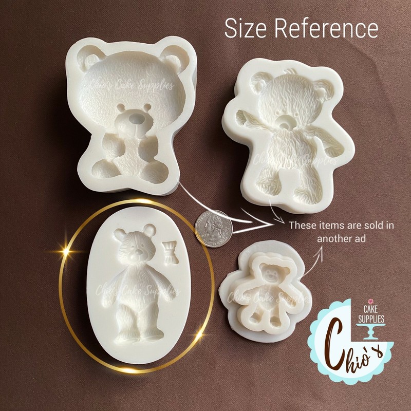 Teddy bear with bow silicone mold gallery