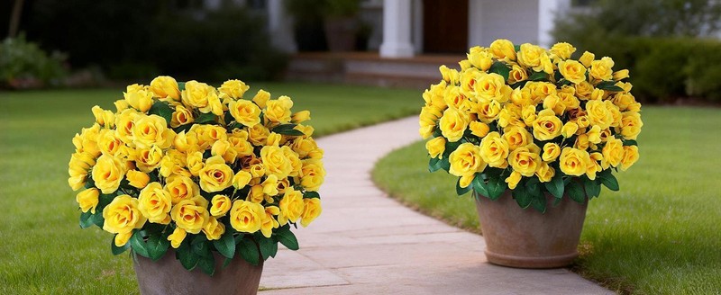 2 Set of Artificial Rose iary Trees - Faux Silk Flower Potted gallery