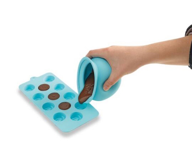 Blue Silicone Round Chocolate Mold Set, Non-Stick, Dishwasher & Freezer Safe