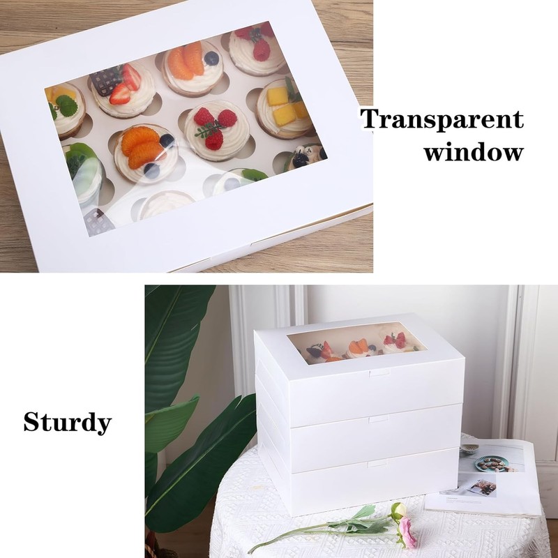 30pcs Cupcake Boxes, Cupcake Boxes 12 Count, Cupcake Containers with Window C... gallery