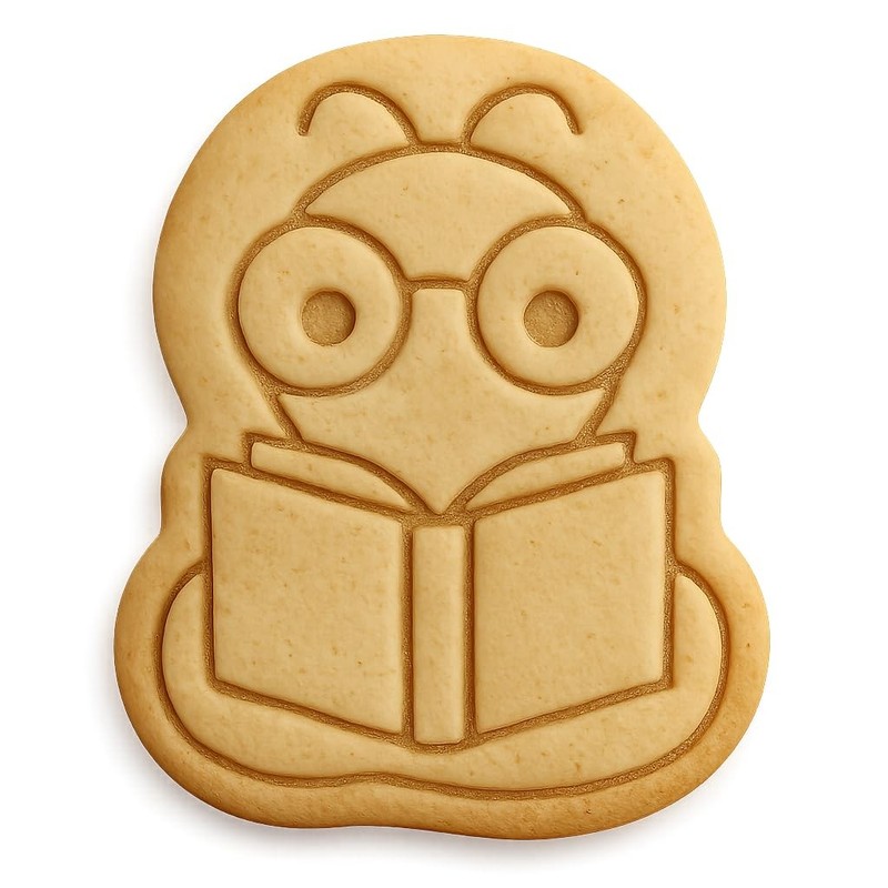Glasses Bookworm Cookie Cutter & Stamp, Fondant & Clay Cutter – 3.2×4″
