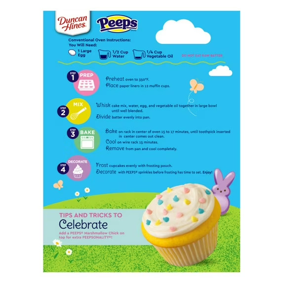 Duncan Hines PEEPS Cupcake Mix and Frosting Kit, With PEEPS Shaped Sprinkles, 14 gallery