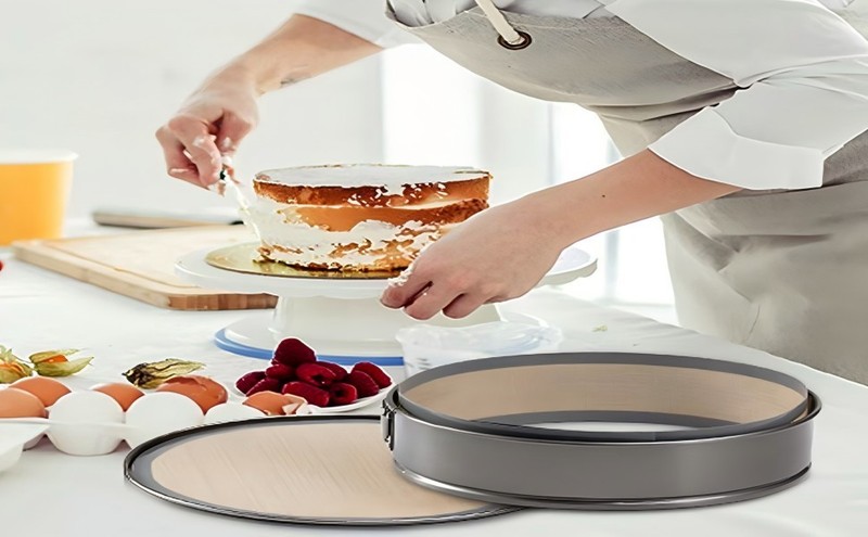 2 Pack Silicone Baking Mat for Springform Pan 9 inch, Prevent Cake from gallery