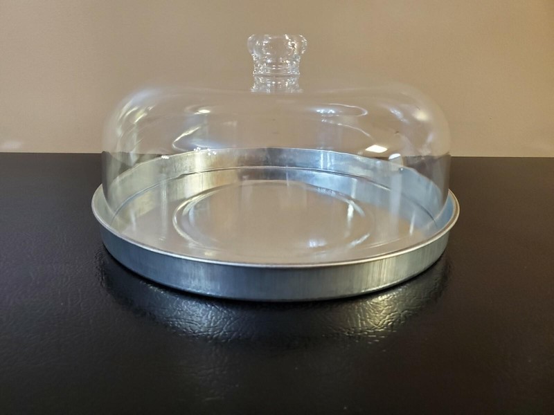 Cake Pie Plate Galvanized Serving Tray with Dome Godinger gallery