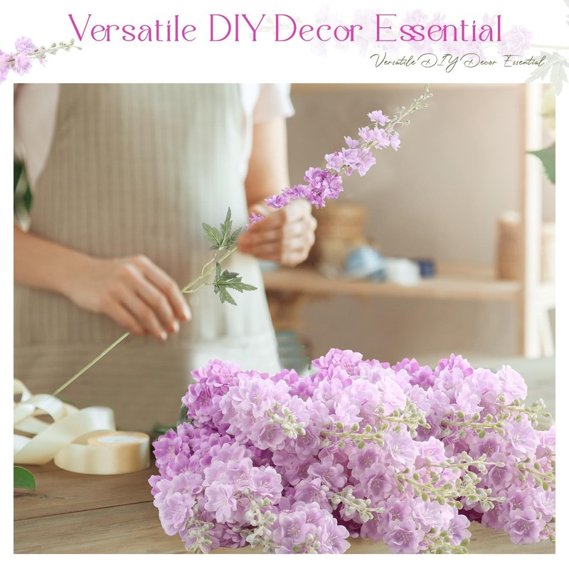 Thiccywoov 12 Pcs Delphinium Artificial Flowers 33.5 Long Stem Lifelike Faux gallery