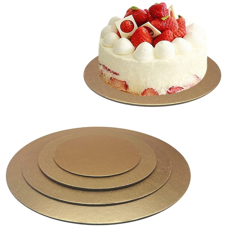 4 Pack Cake Boards Golden Round Circles 6 8 10 12 Inch Base Cardboard Baking gallery