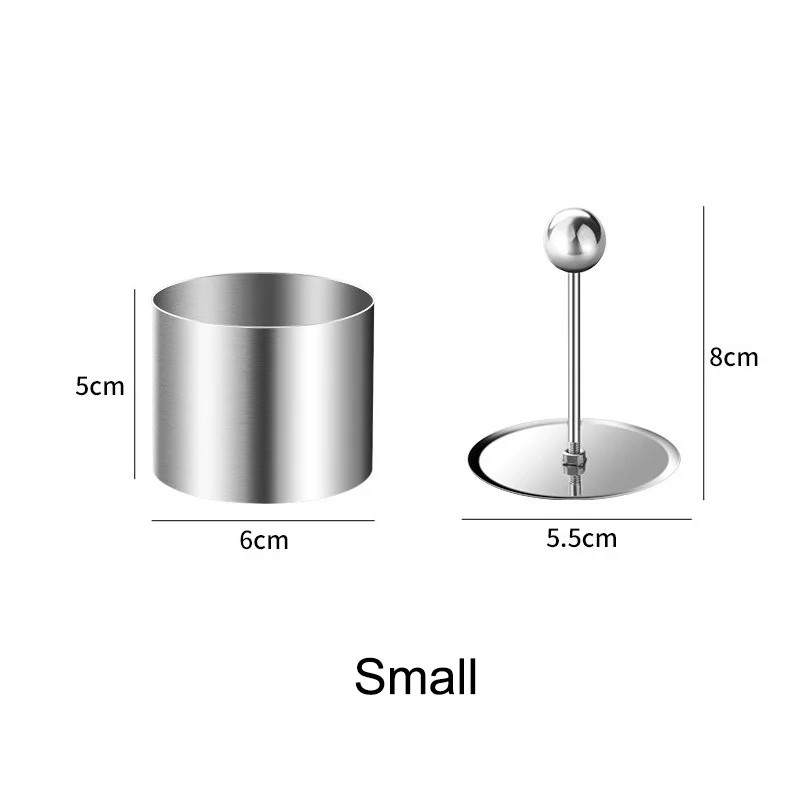 Round Stainless Steel Rices Ball Mold with Pusher Cake Mousse Ring Tools Easy De