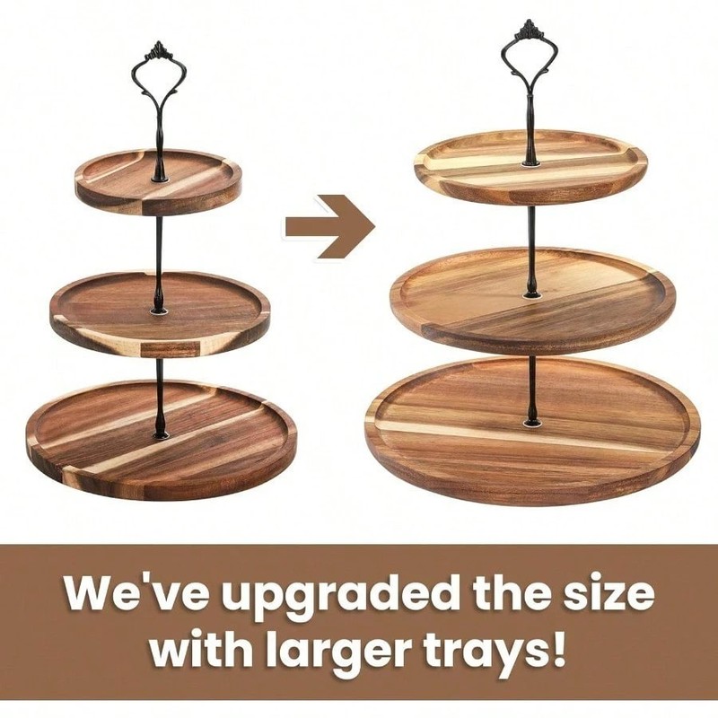New HomeEase 3 Tier Wooden Cake Stand Rosewood Dessert Display Wedding Party gallery